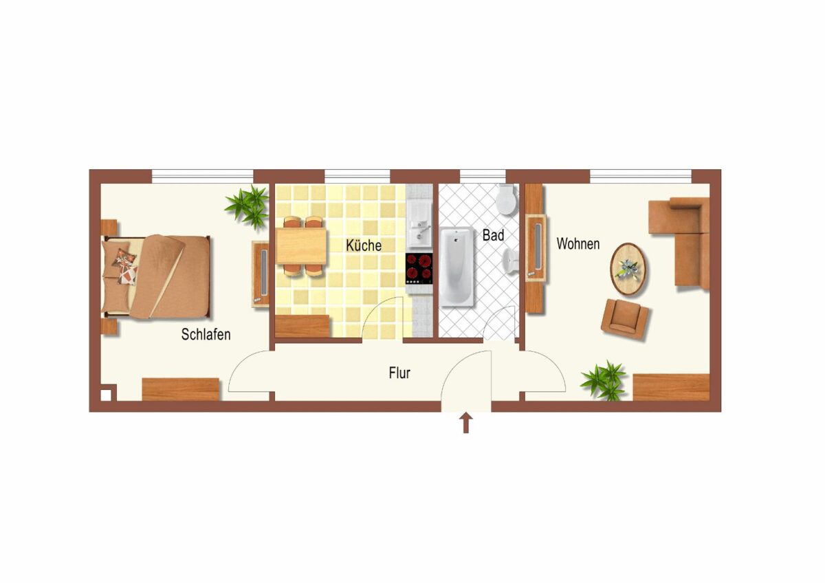 Grundriss 2-Zimmer-Wohnung